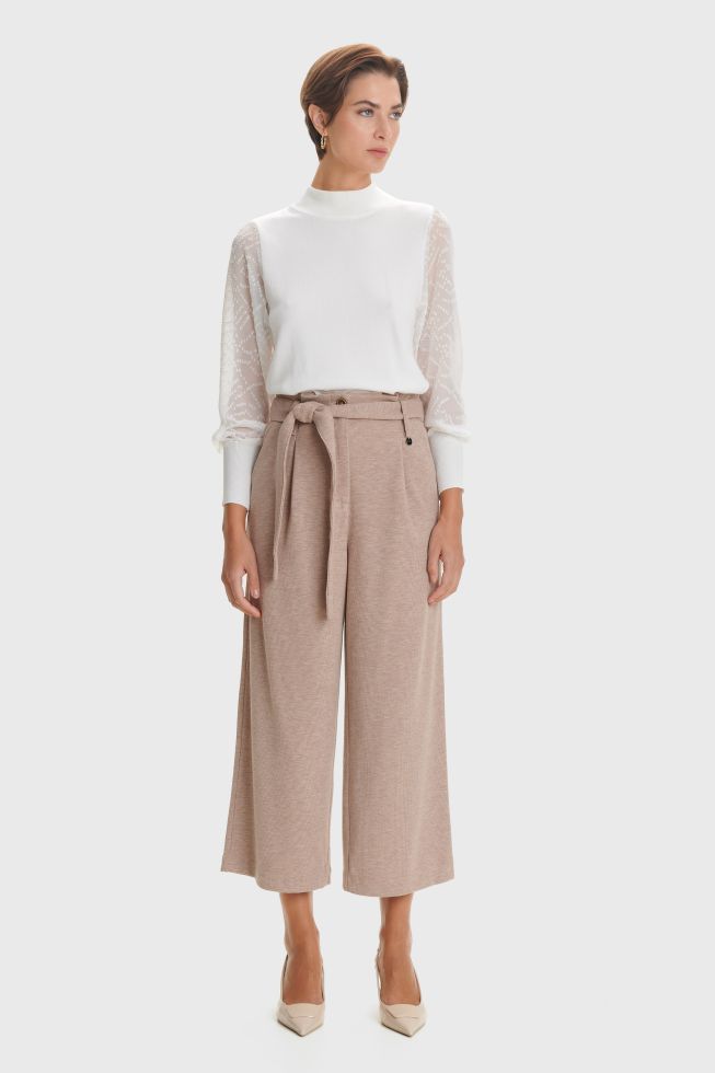 Textured belted jupe culotte Beige ALE