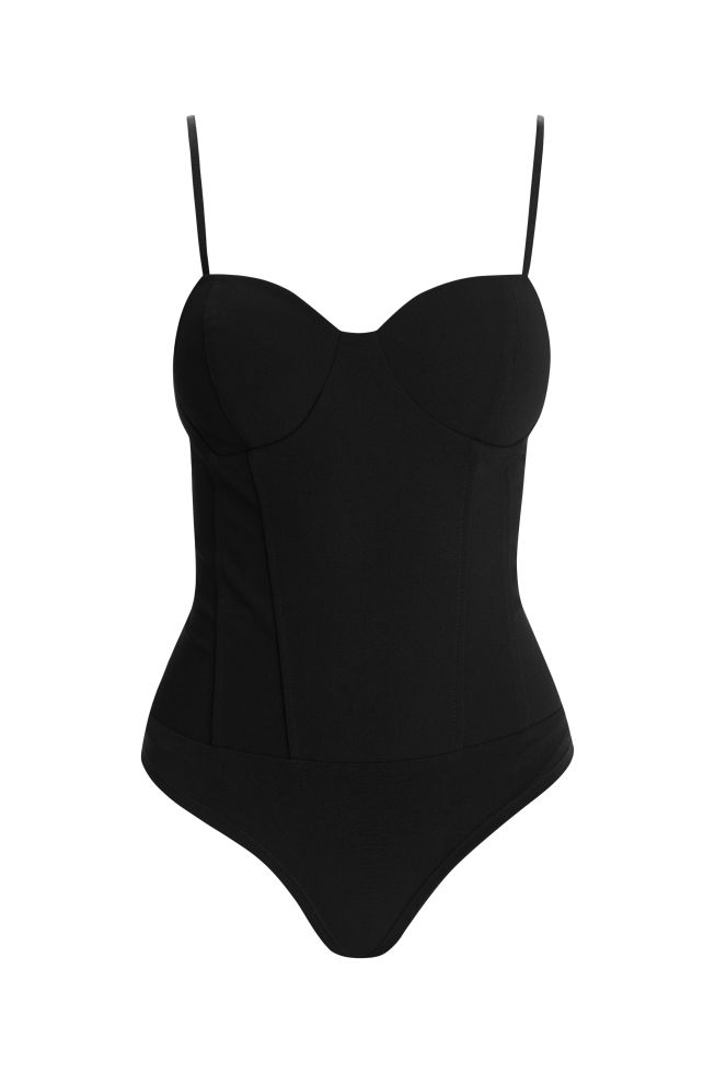 Black bustier bodysuit online