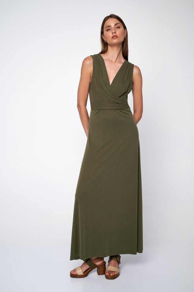 Khaki cowl neck dress best sale