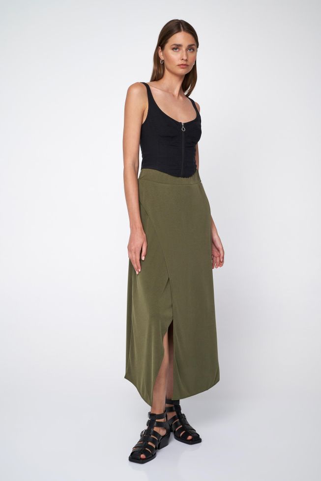 Khaki asymmetric skirt hotsell