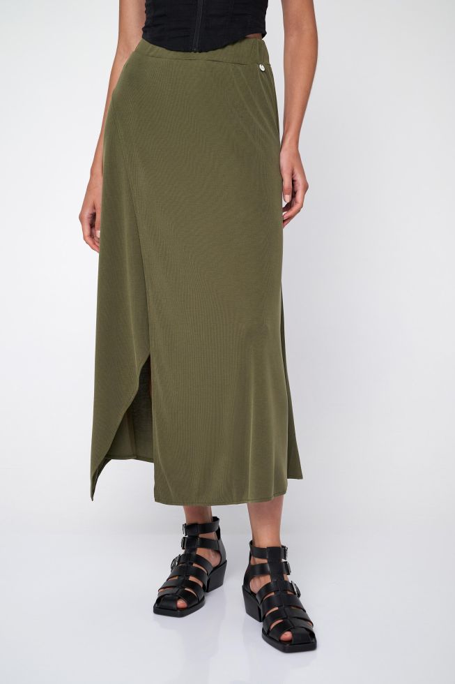 Khaki asymmetric skirt hotsell