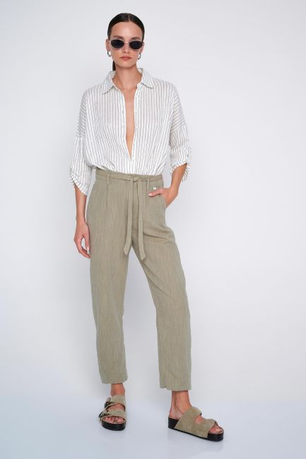 Belted casual trousers - Light khaki