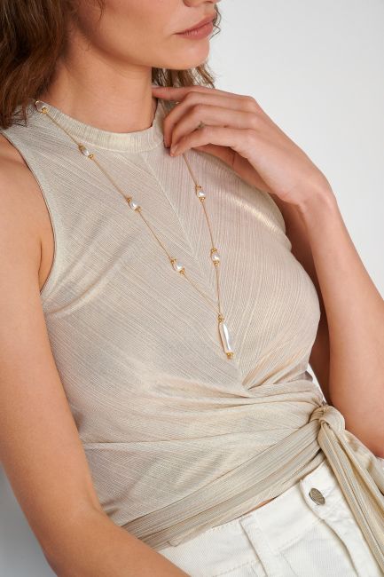 Maxi pearlescent necklace - Natural