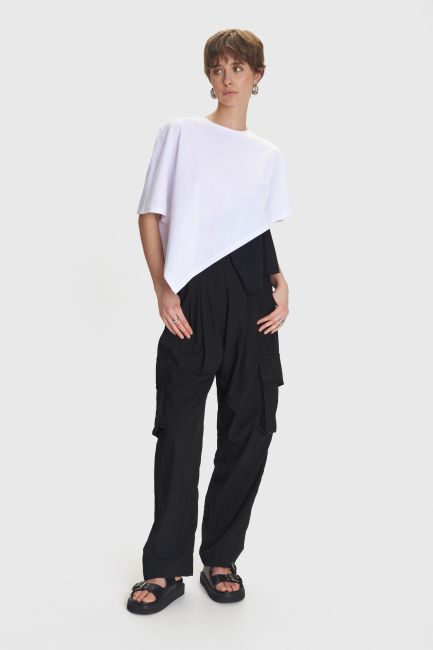 Asymmetric two-tone blouse - White