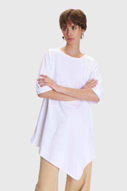 Maxi asymmetric blouse - White