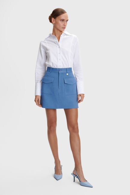 Pocketed mini skirt - Blue