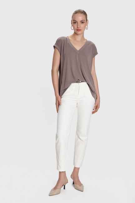 Asymmetric V-neck blouse - Lightgrey