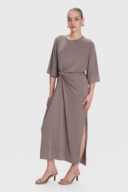 Knot-front maxi dress - Lightgrey