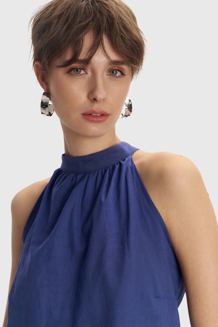 Halter top with a neck tie - Blue