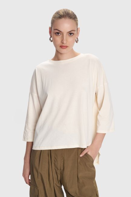 Asymmetric monochrome blouse - Vanilla