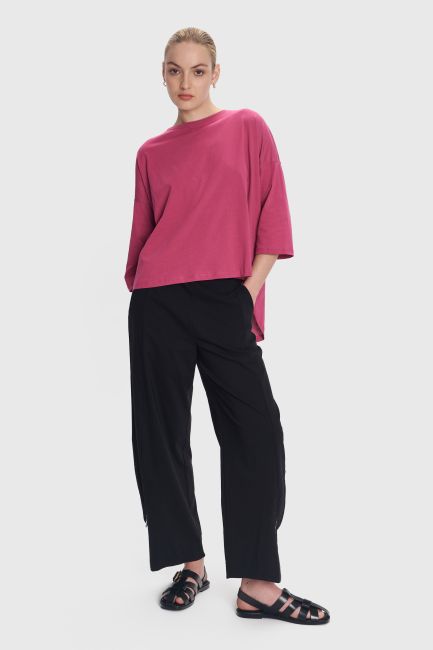 Asymmetric monochrome blouse - Dark pink