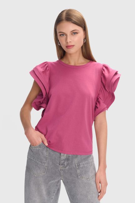 Bold-ruffle blouse - Dark pink