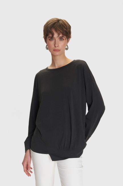 Long-sleeves monochrome blouse - Almost black