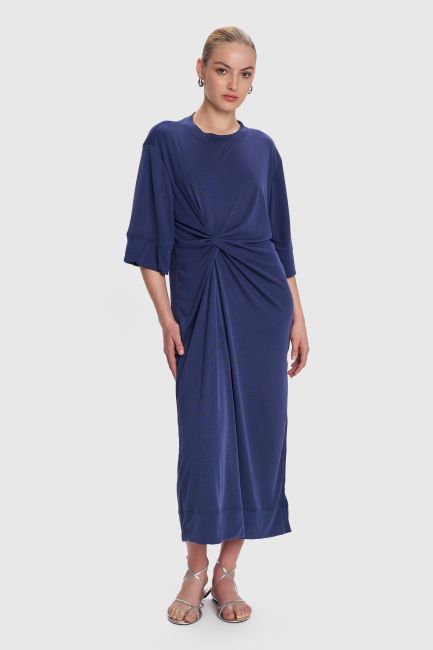 Knot-front maxi dress - Blue