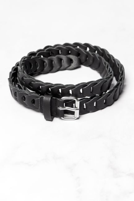 Distinctive design leather belt - Black