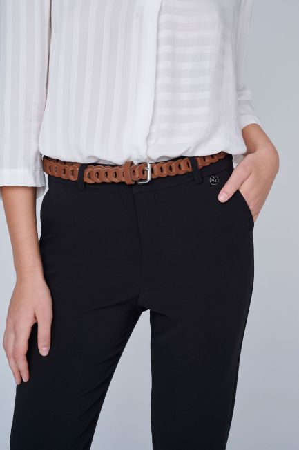 Distinctive design leather belt - Camel