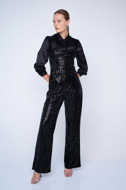 Sequin-embellished culottes - Black