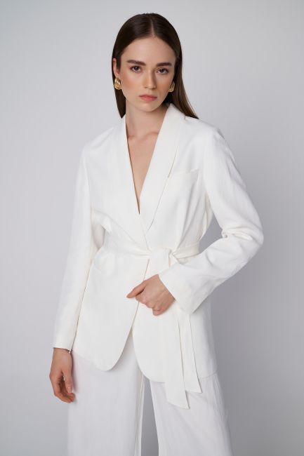 Tuxedo style blazer - White