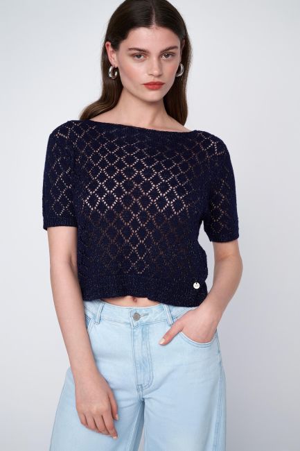 Lurex knit blouse - Blue